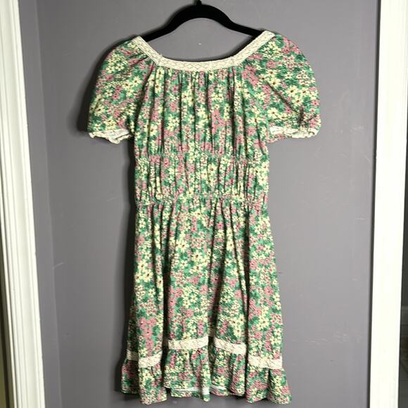 Urban Outfitters Pink and Green Floral Boho Short Sleeve Dress Size XS - Picture 6 of 8